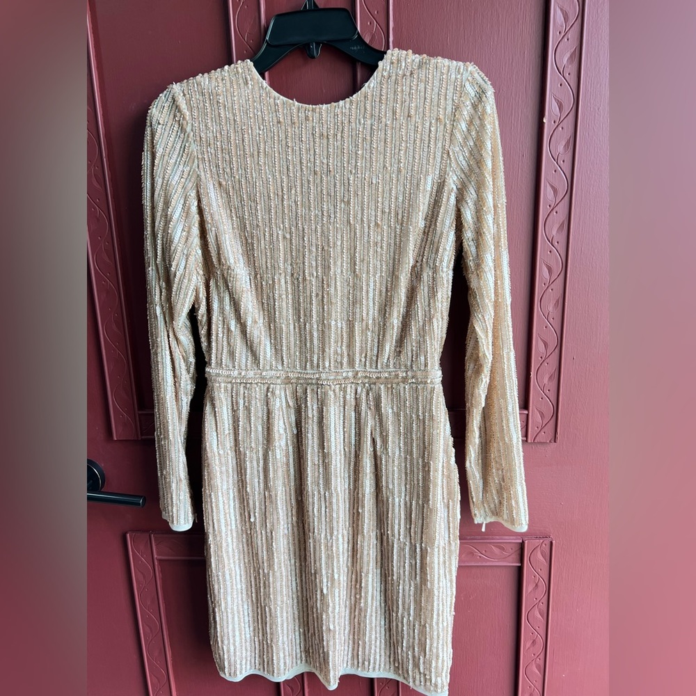 New Mac Duggal cocktail dress. Size 6 . Color Nude